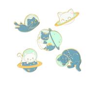 Toyvian 5piezas Broche de Dibujos Animados de Insignias de Gato Diseño de Planetas y Espacio Pecho Broches Adorables de Dibujos Animados Motivos Espaciales Accesorios de Ropa para Broche M