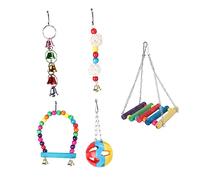 Toyvian 5piezas Juguetes para Loros Kit De Campana Puente Levadizo y Columpio Juguetes Interesantes para Loros y Pájaros