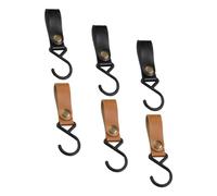 Toyvian 6 Ganchos Colgantes para Tiendas de Campaña de Cuero Pu, Multiusos para Camping y Secado de Utensilios de Cocina, Resistentes al Viento, Portátiles en Negro y Café, Accesorios