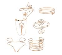 Toyvian 6 piezas Brazaletes Abiertos Ajustables de Metal con Diseño de Escorpión para Mujer Pulseras de Brazo Superior Vintage Joyería Punk para Fiestas y Eventos Pack de Variadas