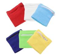 Toyvian 6 Piezas Muñequera Deportiva con Zipper para Hombres y Mujeres para Correr Caminar y Tenis Almacenamiento Práctico para Claves y Monedas Blanco Azul Verde Rojo