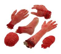 Toyvian 6 Piezas Parte del Cuerpo Aterrador de Silicona y Plástico Rojo, Objeto de Decoración para Casa Embrujada y Fiesta de Halloween, Portátil y Reutilizable