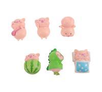 Toyvian 6 Piezas Piggy Micro Paisaje Animales del Océano Peluches Pato Juguete Mini Muñeca Oso Figuritas Conejito Dibujos Animados Cerdo Ranas Relleno De Polivinilo