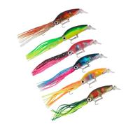 Toyvian 6 Piezas Señuelos de Calamar Simulación con Tentáculos Realistas Artificial de Plástico para Pesca Agua y Equipo de Pesca Versátil para Lubina y Trucha