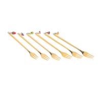 Toyvian 6 Tenedores de Postre de Acero Inoxidable Dorados, Ligeros y Portátiles Diseño de Colgante de Frutas para Tartas y Helados en Utensilios de Cocina
