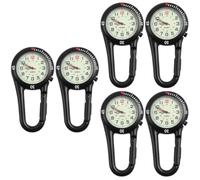 Toyvian 6piezas Reloj De Clip De Cuarzo con Dial Fluorescente De Seguridad para Mochila y Cinturón para Senderismo y Negro