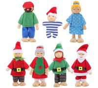 Toyvian 7Piezas Muñecas de Madera para Casa de Muñecas Juguete de rol Familiar la Imaginación Infantil Interacción Social