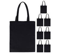 Toyvian 8 Bolsas de Lona sin Estampado para Sublimación y Pintura, Tamaño 40x35 Cm, Color Negro, Reutilizables y Resistentes para Compras, Escuela y Almacenamiento Diario