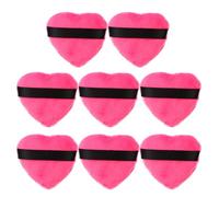 Toyvian 8 esponjas de maquillaje en forma de corazón con correa, borlas para base y polvo suelto, suaves y lavables, pack de 8 unidades en color rosa fucsia para aplicación facial
