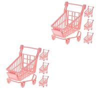 Toyvian 8 Piezas Carrito De Compras De Juguete Soporte De Esponja De Maquillaje Carrito De Destino Modelo De Carrito De Supermercado Mini Marcas Pequeña Accesorios De Polivinilo