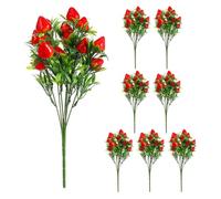 Toyvian 8 Piezas de decoración de Plantas de Fresa simuladas: Ramo de Flores de Tallo Falso de Rama de Fresa Artificial para decoración de mesas de Interior y centros de Mesa.