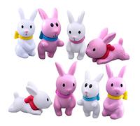 Toyvian 8 Piezas decoración de conejitos en Miniatura Conejito Feliz Figura de Conejito pequeño Relleno estatuilla de Conejo estatuillas de Conejito Adornos plastico PVC Color Aleatorio