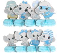 Toyvian 8 Piezas Decoración de Fiesta Elefantes de Papel en Forma de Panal, Color Azul, Adecuado para Centros de Mesa y Ambientación de Cumpleaños Infantiles