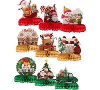 Toyvian 9 Piezas Decoración Navideña de Panal para Mesa, Centro de Mesa | Papel Plegable, Ligero, para Fiesta de Año y Pared, Accesorio Fotográfico Elementos Navideños