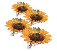 Toyvian Abrazaderas sin Taladro para Cortinas 4 Piezas Diseño de Girasol Naranja, Accesorio Metálico Decorativo para Cortinas y Toallas en Sala y Dormitorio