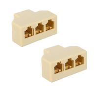 Toyvian Adaptador de Enchufe Telefónico Beige Divisor Portátil de Línea para Teléfono Fijo Rj11 de Cobre Paquete de 2 Unidades Ligero y Funcional