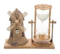 Toyvian Adorno Creativo de Escritorio Vintage Reloj de Arena y Faro Antiguo, Decoración Artística de Oficina en Color Dorado, Centro de Mesa Retro para Ambiente Náutico y Decoración