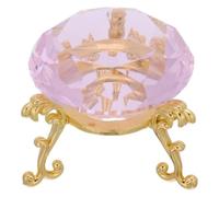 Toyvian Adorno de Cristal Artificial Rosa con Forma de Diamante Facetado y Base Trípode Dorada, Adecuado para Decoración de Mesa en Sala o Obsequio de Aniversario