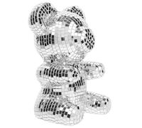 Toyvian Adorno Decorativo Oso Pequeño Plata Efecto Láser Reflectante, Bola de Espejos de Discoteca para Fiesta y Decoración de Escritorio, Accesorio para Cumpleaños y Eventos