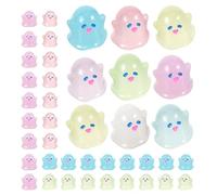 Toyvian Adornos de Fantasmas Luminosos Pequeños para Manualidades DIY, 20 Piezas de Figuras de Fantasmas en Resina Multicolor para Decoración de Jardín y Bisutería Color Color Aleatorio