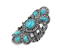 Toyvian Anillo Retro Hueco de Turquesa Azul para Mujer Joyería Chic para Bodas y Fiestas