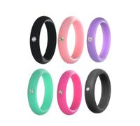 Toyvian Anillos de Silicona Cómodos y Fáciles de Quitar Juego de 6 Diseño de Diamante para Mujer y Niña Ideales Ocasión Montar en Bicicleta