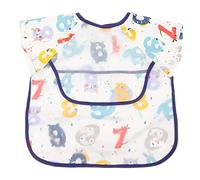 Toyvian Babero con Mangas Cortas para Bebé, Delantal Impermeable y Transpirable con Bolsillo Recoge Migas, Babero de Alimentación para Comidas y Manualidades Fácil de Limpiar, 15.74X14.96In