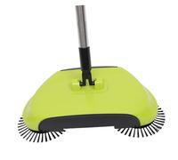 Toyvian Barredora Manual Verde con Escoba Recogedor y Cubo Integrado Cepillo Rotatorio para Limpieza Fácil Suelos Duros y Esquinas