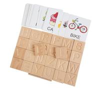 Toyvian Bloques de Letras de Madera Didáctico para Juguete Educativo Montessori de Estimulación Cognitiva Material Escolar Seguro para Aprendizaje Temprano y Desarrollo del Pensamiento