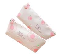 Toyvian Bolsa de Maquillaje para Mujer y Chica Adolescente Diseño de Durazno, Tela de Lona Rosa, Cremallera Doble, Capacidad Grande para Cosméticos y Móviles Varios Estilos