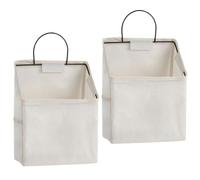 Toyvian Bolsas de Almacenamiento Colgantes para Pared 2 Piezas Blancas Estructura Metálica Organizador Colgante para Puerta Dormitorio Baño y Cocina Bolsa de Tela Compartimentos