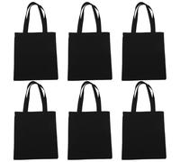 Toyvian Bolsas de Lona Negras para Manualidades 35x30 Cm, 6 Unidades, Reutilizables para Arte, Pintura y Compras, Bolsa de Tela Grande para Proyectos Creativos y Almacenamiento