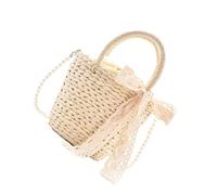 Toyvian Bolso Bandolera de Paja para Mujer Perlas, Resistente y Espacioso, Adecuado para Playa y Fiesta en Verano