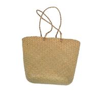 Toyvian Bolso Resistente y Elegante Tejido de Paja de Playa para Mujer Playa Vintage y Multiusos Color Caqui para Vacaciones y Uso Diario