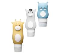 Toyvian Botellas de Almacenamiento de Viaje de Silicona 3 Piezas Diseño de Dibujos Animados Hipopótamo Unicornio Jirafa Frascos Rellenables para Champú y Loción Dispensadores