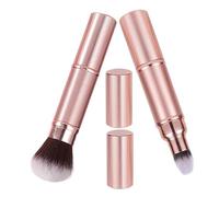 Toyvian Brocha bronceadora y para base con doble punta retráctil, tapa protectora y fibras sintéticas, set de 2 para maquillaje en eventos y oficina