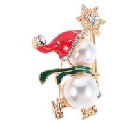 Toyvian Broche de Navidad con Muñeco de Vintage con Esmalte Perlas y Rhinestones Alfiler Seguro para Ropa Accesorios Festivos para Suéteres Abrigos y Bufandas
