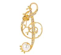 Toyvian Broche de Perlas Vintage de Agua Dulce para Hombre, Alfiler de Aleación Dorada Diseño de Nota Musical, Accesorio Decorativo Elegante para Traje y Ropa Formal, 1 Unidad