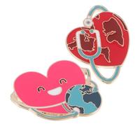 Toyvian Broche Metálico para Enfermera Insignia de Corazón y Globo Terráqueo, 2 Unidades, Accesorio de Pin para Uniforme Sanitario, Diseño Compacto y Ligero para Uso Profesional