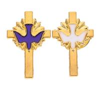 Toyvian Broche Religioso de Paloma y Cruz 2 Piezas en Color Claro y Azul para Comunión y Bautismo, Broches Vintage para Mujer, Alfileres de Solapa para Fiestas y Ocasiones Obsequios