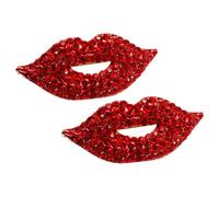 Toyvian Broche Rojo Forma de Labios para Mujer, 2 Piezas, Gemas de Imitación, Accesorio de Traje Elegante para Eventos Obsequios, Alfiler Decorativo para Ropa y Fiestas