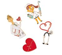 Toyvian Broches Creativos de Corazón para Ropa, Set de 4 Piezas Diseño Médico (enfermera, Doctor, Estetoscopio), Broche de Alfiler Pecho, Accesorios de Moda para Fiestas y Uso Diario