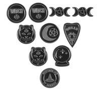 Toyvian Broches de Aleación Vintage Punk 10 Piezas Set, Broche de Ropa DIY Diseño Sombrero de Bruja y Elementos Góticos, Accesorio Decorativo para Ropa y Complementos Estilo Aleatorio
