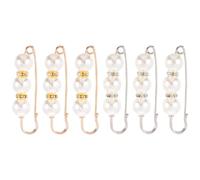 Toyvian Broches De Perlas y Pin De Solapa Delicados De Aleación Dorada y Blanca, 6 Piezas Para Mujer, Accesorios De Joyería Para Ropa Ocasiones Formales e Informales