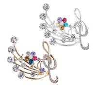 Toyvian Broches Musicales de Moda Diseño de Nota Musical Aleación Color Champán y Blanco Pack de 2 Prendedores para Mujer Accesorios Versátiles para Ropa Ideales para Fiestas Bodas y