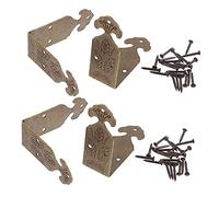 Toyvian Caja De 4 Juegos Guardia De Esquina Protectores De Esquinas Soporte Para Estantes Soportes De Esquina De Estante Protector De Esquina De Cofre De Madera Caja De Madera Latón Joyero