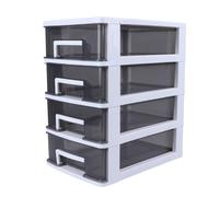 Toyvian Caja de Almacenamiento de Plástico Tipo Cajón Organizador de Escritorio Transparente y Negro 4 Niveles Mediano Multifuncional para Oficina y Hogar