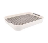 Toyvian Caja de Arena para Conejos en Jaula Diseño Rectangular y Fondo Plano, Orinal de Entrenamiento Cerca Anticaída, Recipiente para Excrementos y Orina, Adecuado para Hámster y Cobayas