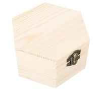 Toyvian Caja de Madera Hexagonal sin Terminar Tapa Abatible Joyero Pequeño Multifuncional para Almacenamiento de Joyas y Objetos Pequeños Caja Decorativa Natural para Manualidades y