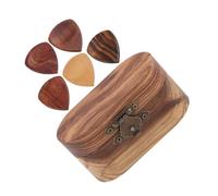 Toyvian Caja de Madera para de Guitarra con Púas de Madera Natural Estuche Portátil Compacto y Organizador para Músicos Viaje Diseño Elegante para Guitarras Acústicas y Eléctricas